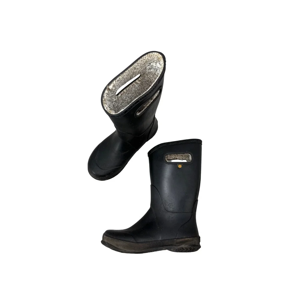 Bogs Unisex Black Plush Lined Rain Boot Snow Boot Waterproof‎ Youth Size 3
